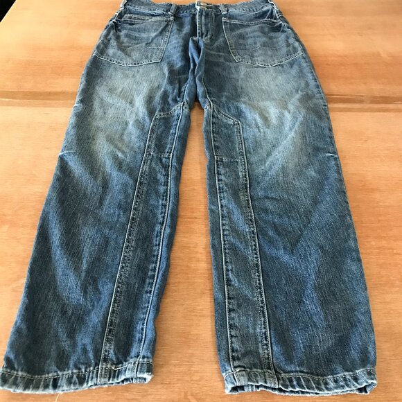 Pilcro The Wanderer Relaxed Jeans Women 27 Blue Mid Rise Patch Pocket Tapered - Picture 1 of 15